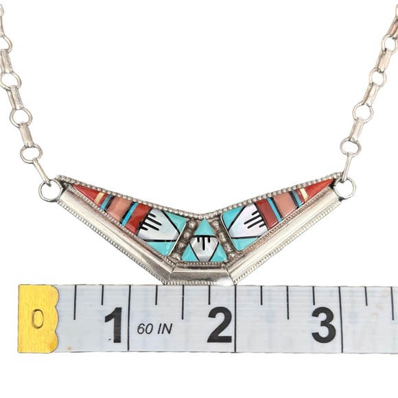 Wilton & Carol Niiha Zuni Navajo Earrings and Necklace Set - signed - Picture 4 of 8